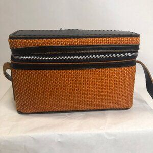 Belding California Saddle Leather‎ Vintage Orange Woven Zipper Box Purse
